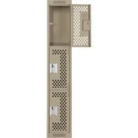 Clean Line Lockers, 3 -tier, 12" x 12" x 72", Steel, Beige, Rivet (Assembled), Perforated We Share Industrial Supply