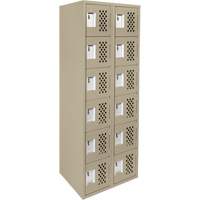 Assembled Lockerettes Clean Line Perforated Economy Lockers, 6 -tier, Bank of 2, 18" x 72" x 12", Steel We Share Industrial Supply