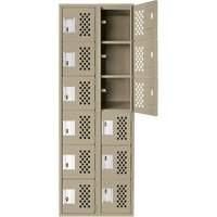 Assembled Lockerettes Clean Line Perforated Economy Lockers, 6 -tier, Bank of 2, 18" x 72" x 12", Steel We Share Industrial Supply