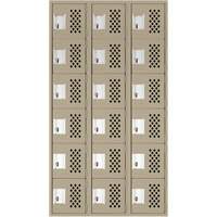 Assembled Lockerettes Clean Line Perforated Economy Lockers, 6 -tier, Bank of 3, 18" x 72" x 12", Steel We Share Industrial Supply
