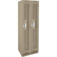 Clean Line Lockers, Bank of 2, 24" x 15" x 76", Steel, Beige, Rivet (Assembled), Perforated We Share Industrial Supply