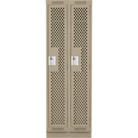 Clean Line Lockers, Bank of 2, 24" x 15" x 76", Steel, Beige, Rivet (Assembled), Perforated We Share Industrial Supply