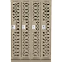 Clean Line Lockers, Bank of 4, 48" x 15" x 76", Steel, Beige, Rivet (Assembled), Perforated We Share Industrial Supply