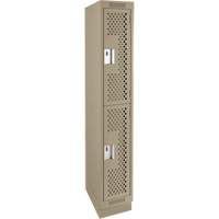 Clean Line Lockers, 2 -tier, 12" x 18" x 76", Steel, Beige, Rivet (Assembled), Perforated We Share Industrial Supply