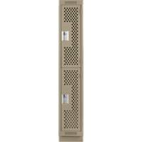 Clean Line Lockers, 2 -tier, 12" x 18" x 76", Steel, Beige, Rivet (Assembled), Perforated We Share Industrial Supply