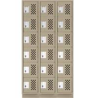 Petit casier perfor&eacute; Clean-Line, 6 niveaux, Bloc de 3, 12" x 72" x 12", Acier We Share Industrial Supply