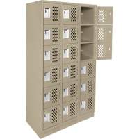 Petit casier perfor&eacute; Clean-Line, 6 niveaux, Bloc de 3, 12" x 72" x 12", Acier We Share Industrial Supply