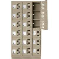 Petit casier perfor&eacute; Clean-Line, 6 niveaux, Bloc de 3, 12" x 72" x 12", Acier We Share Industrial Supply