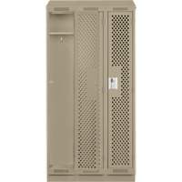 Clean Line Lockers, Bank of 3, 36" x 15" x 82", Steel, Beige, Rivet (Assembled), Perforated We Share Industrial Supply