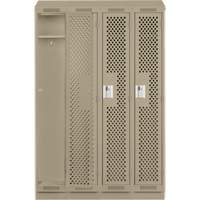 Clean Line Lockers, Bank of 4, 48" x 15" x 82", Steel, Beige, Rivet (Assembled), Perforated We Share Industrial Supply