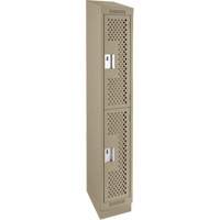 Casiers Clean Line, 2 niveaux, 12" x 15" x 82", Acier, Beige, Rivet (assembl&eacute;), Perfor&eacute; We Share Industrial Supply