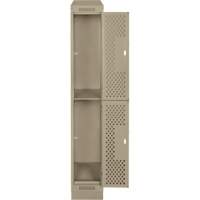 Casiers Clean Line, 2 niveaux, 12" x 15" x 82", Acier, Beige, Rivet (assembl&eacute;), Perfor&eacute; We Share Industrial Supply