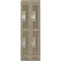 Clean Line Lockers, 2 -tier, Bank of 2, 24" x 18" x 82", Steel, Beige, Rivet (Assembled), Perforated We Share Industrial Supply