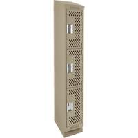 Clean Line Lockers, 3 -tier, 12" x 15" x 82", Steel, Beige, Rivet (Assembled), Perforated We Share Industrial Supply