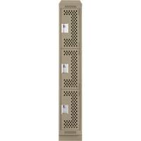 Clean Line Lockers, 3 -tier, 12" x 15" x 82", Steel, Beige, Rivet (Assembled), Perforated We Share Industrial Supply