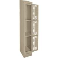 Clean Line Lockers, 3 -tier, 12" x 15" x 82", Steel, Beige, Rivet (Assembled), Perforated We Share Industrial Supply