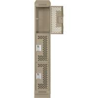 Clean Line Lockers, 3 -tier, 12" x 15" x 82", Steel, Beige, Rivet (Assembled), Perforated We Share Industrial Supply
