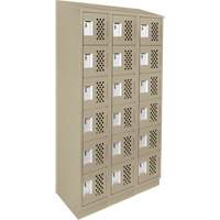 Assembled Lockerettes Clean Line Perforated Economy Lockers, 6 -tier, Bank of 3, 18" x 72" x 12", Steel We Share Industrial Supply