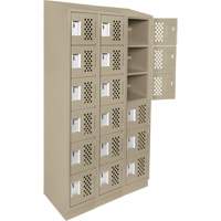 Assembled Lockerettes Clean Line Perforated Economy Lockers, 6 -tier, Bank of 3, 18" x 72" x 12", Steel We Share Industrial Supply