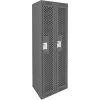 Clean Line Lockers, Bank of 2, 24" x 12" x 72", Steel, Charcoal, Rivet (Assembled), Perforated We Share Industrial Supply