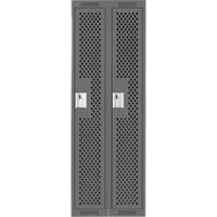Clean Line Lockers, Bank of 2, 24" x 12" x 72", Steel, Charcoal, Rivet (Assembled), Perforated We Share Industrial Supply