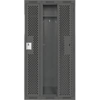 Clean Line Lockers, Bank of 3, 36" x 12" x 72", Steel, Charcoal, Rivet (Assembled), Perforated We Share Industrial Supply
