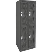 Clean Line Lockers, 2 -tier, Bank of 2, 24" x 12" x 72", Steel, Charcoal, Rivet (Assembled), Perforated We Share Industrial Supply