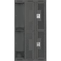 Clean Line Lockers, 2 -tier, Bank of 3, 36" x 12" x 72", Steel, Charcoal, Rivet (Assembled), Perforated We Share Industrial Supply