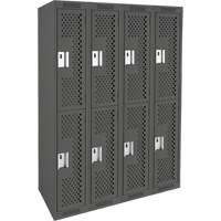 Casiers Clean Line, 2 niveaux, Bloc de 4, 48" x 15" x 72", Acier, Charbon, Rivet (assembl&eacute;), Perfor&eacute; We Share Industrial Supply