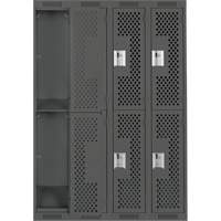 Casiers Clean Line, 2 niveaux, Bloc de 4, 48" x 15" x 72", Acier, Charbon, Rivet (assembl&eacute;), Perfor&eacute; We Share Industrial Supply