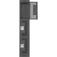 Clean Line Lockers, 3 -tier, 12" x 12" x 72", Steel, Charcoal, Rivet (Assembled), Perforated We Share Industrial Supply