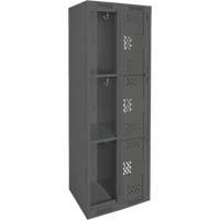 Clean Line Lockers, 3 -tier, Bank of 2, 24" x 12" x 72", Steel, Charcoal, Rivet (Assembled), Perforated We Share Industrial Supply