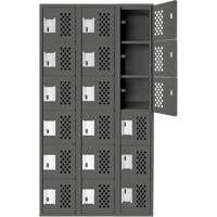 Assembled Lockerettes Clean Line Perforated Economy Lockers, 6 -tier, Bank of 3, 18" x 72" x 12", Steel We Share Industrial Supply
