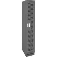 Clean Line Lockers, 12" x 12" x 76", Steel, Charcoal, Rivet (Assembled), Perforated We Share Industrial Supply
