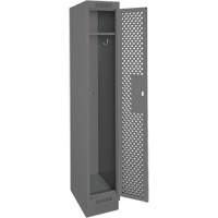 Clean Line Lockers, 12" x 12" x 76", Steel, Charcoal, Rivet (Assembled), Perforated We Share Industrial Supply