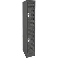 Clean Line Lockers, 2 -tier, 12" x 18" x 76", Steel, Charcoal, Rivet (Assembled), Perforated We Share Industrial Supply