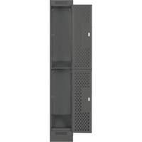 Clean Line Lockers, 2 -tier, 12" x 18" x 76", Steel, Charcoal, Rivet (Assembled), Perforated We Share Industrial Supply