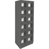 Petit casier perfor&eacute; Clean-Line, 6 niveaux, Bloc de 2, 12" x 72" x 12", Acier We Share Industrial Supply