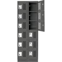 Petit casier perfor&eacute; Clean-Line, 6 niveaux, Bloc de 2, 12" x 72" x 12", Acier We Share Industrial Supply