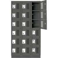 Petit casier perfor&eacute; Clean-Line, 6 niveaux, Bloc de 3, 12" x 72" x 12", Acier We Share Industrial Supply