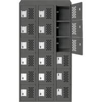 Assembled Lockerettes Clean Line Perforated Economy Lockers, 6 -tier, Bank of 3, 18" x 72" x 12", Steel We Share Industrial Supply
