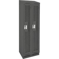 Clean Line Lockers, Bank of 2, 24" x 15" x 82", Steel, Charcoal, Rivet (Assembled), Perforated We Share Industrial Supply