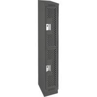 Clean Line Lockers, 2 -tier, 12" x 18" x 82", Steel, Charcoal, Rivet (Assembled), Perforated We Share Industrial Supply
