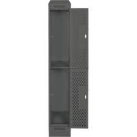 Clean Line Lockers, 2 -tier, 12" x 18" x 82", Steel, Charcoal, Rivet (Assembled), Perforated We Share Industrial Supply