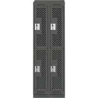Clean Line Lockers, 2 -tier, Bank of 2, 24" x 18" x 82", Steel, Charcoal, Rivet (Assembled), Perforated We Share Industrial Supply