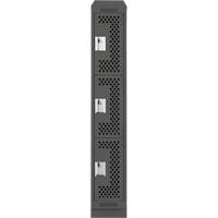 Clean Line Lockers, 3 -tier, 12" x 18" x 82", Steel, Charcoal, Rivet (Assembled), Perforated We Share Industrial Supply