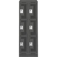 Clean Line Lockers, 3 -tier, Bank of 2, 24" x 15" x 82", Steel, Charcoal, Rivet (Assembled), Perforated We Share Industrial Supply