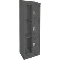 Clean Line Lockers, 3 -tier, Bank of 2, 24" x 15" x 82", Steel, Charcoal, Rivet (Assembled), Perforated We Share Industrial Supply
