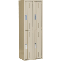 Concorde Heavy-Duty Lockers, 2 -tier, Bank of 2, 24" x 18" x 72", Steel, Beige, Welded (Assembled) We Share Industrial Supply
