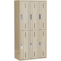 Concorde Heavy-Duty Lockers, 2 -tier, Bank of 3, 36" x 18" x 72", Steel, Beige, Welded (Assembled) We Share Industrial Supply